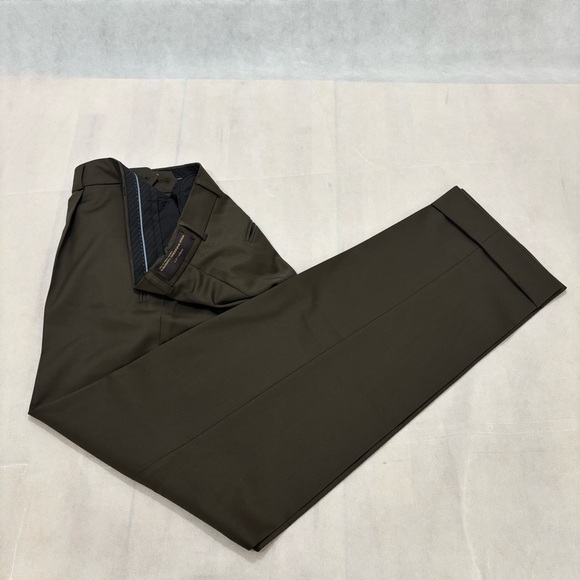 Men's Elegant Olive Dress Trousers vitals barberis cononico - Picture 1 of 11